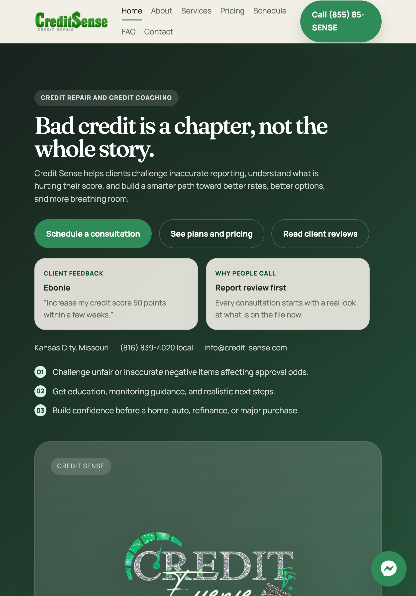 Credit Sense package preview tablet screenshot