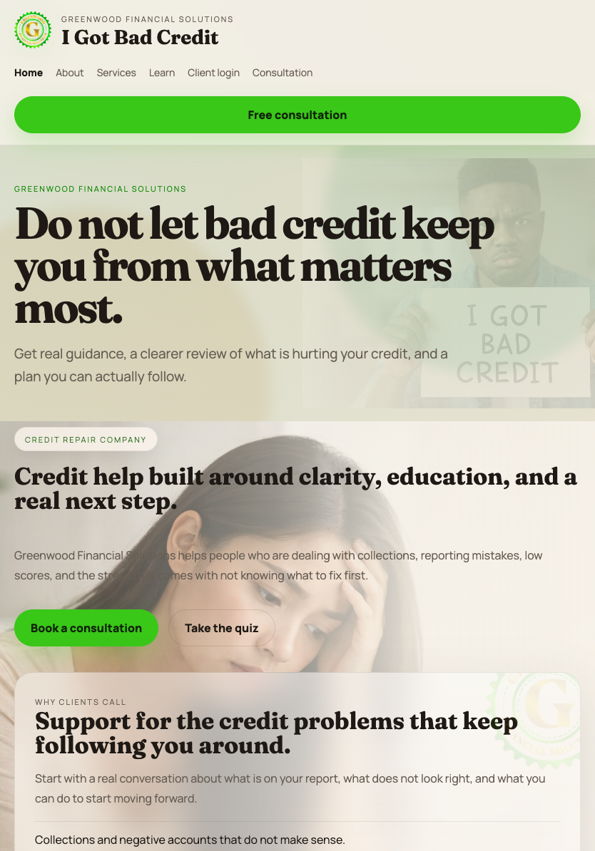 I Got Bad Credit website tablet screenshot
